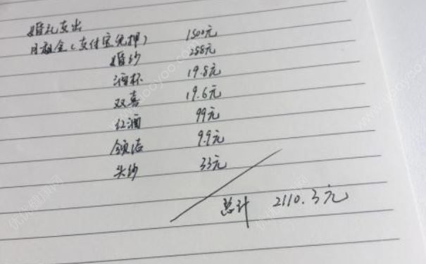 小兩口結(jié)婚僅花2110元，婚禮開支占比最大的是房租1500元(2)