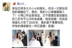 小兩口結(jié)婚僅花2110元，婚禮開支占比最大的是房租1500元[多圖]